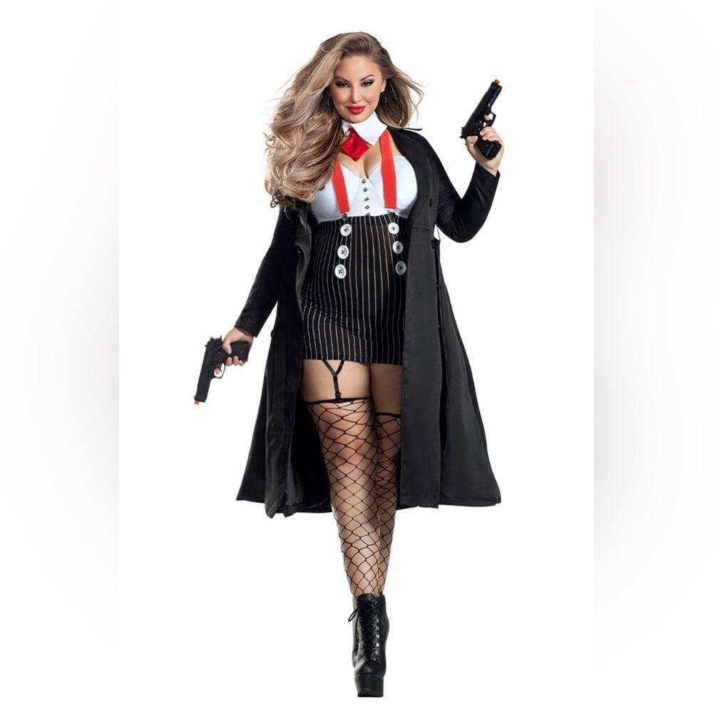 NEW Gangster Babe Halloween Mob Boss Costume Plus Size 5X